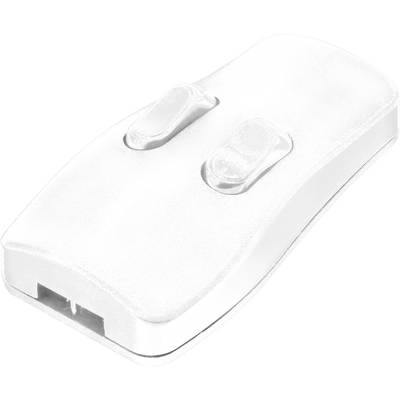 A white, rectangular light switch with two rocker panels.