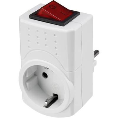 Basetech 1526578 In-line socket with switch   2-pin White