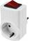 White socket with rocker switch and red on/off button. Ideal for energy control and disconnection of devices.