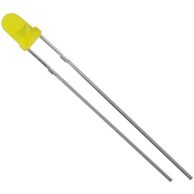 A yellow LED with two long, silver connections, used in electronic circuits.