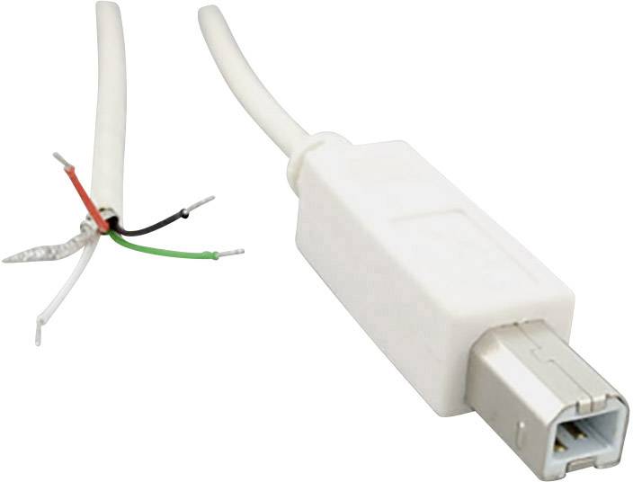 USB B plug 2.0 with an open end Plug, straight USB B plug 2.0 10080108 BKL Electronic Content: 1 pc(s)-0