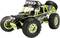 A remote-controlled, yellow-green off-road vehicle with large tyres and a robust chassis, suitable for challenging terrain.