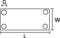'Technical drawing of a rectangular object with marked points at the corners and dimensions T, G, W, L on the sides.'