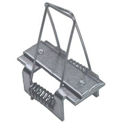 Metal mouse trap with spring-loaded mechanism and hinged trigger lever, suitable for indoor and outdoor use.