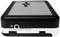 A black, rectangular device with a metal surface and a USB port. Buttons are located on the front.