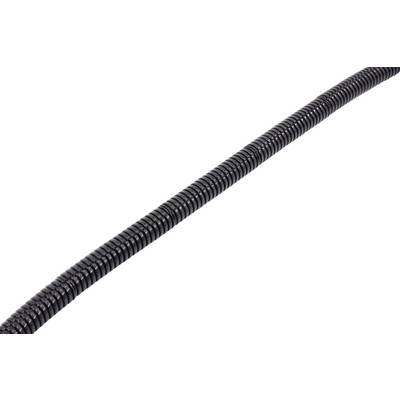 Black, spiral-shaped conduit pipe running diagonally from top left to bottom right.