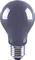 Grey light bulb with metal fitting, standing upright.