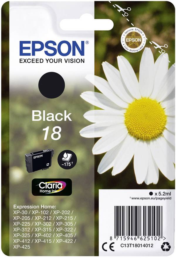 Epson Ink cartridge 18 Original Black C 13 T 18014012