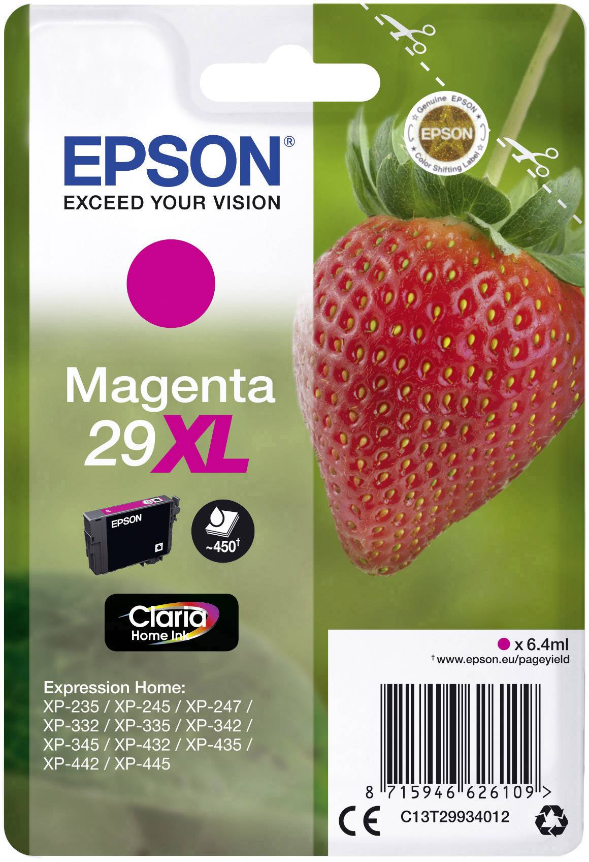 Epson Ink cartridge T2993, 29XL Original Magenta C13T29934012