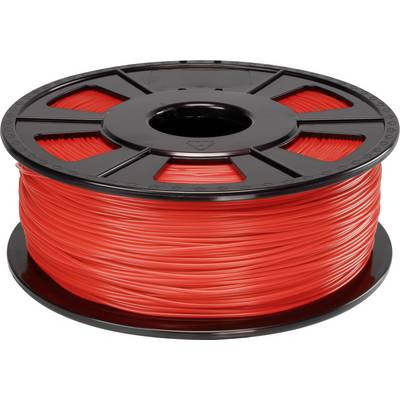 A reel of red 3D printer filament.