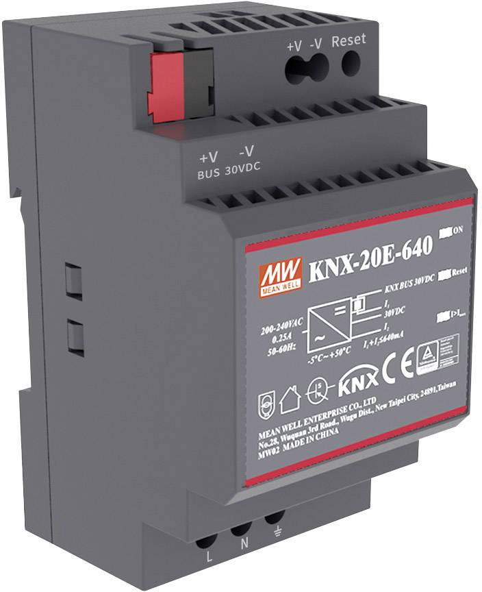 MW Mean Well KNX-20E-640 Rail mounted PSU (DIN) 30 V DC 640 mA 19.2 W No. of outputs:1 x Content 1 pc(s)