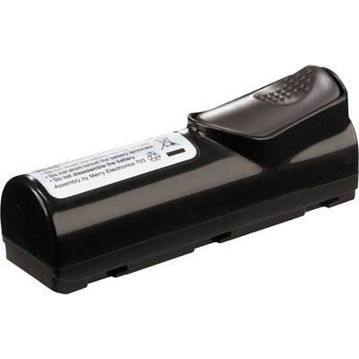 Black, cylindrical battery with a label containing warning and manufacturing information.