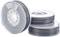 Two reels of grey 3D printer filament are positioned side by side, with one reel standing vertically and the other lying horizontally.