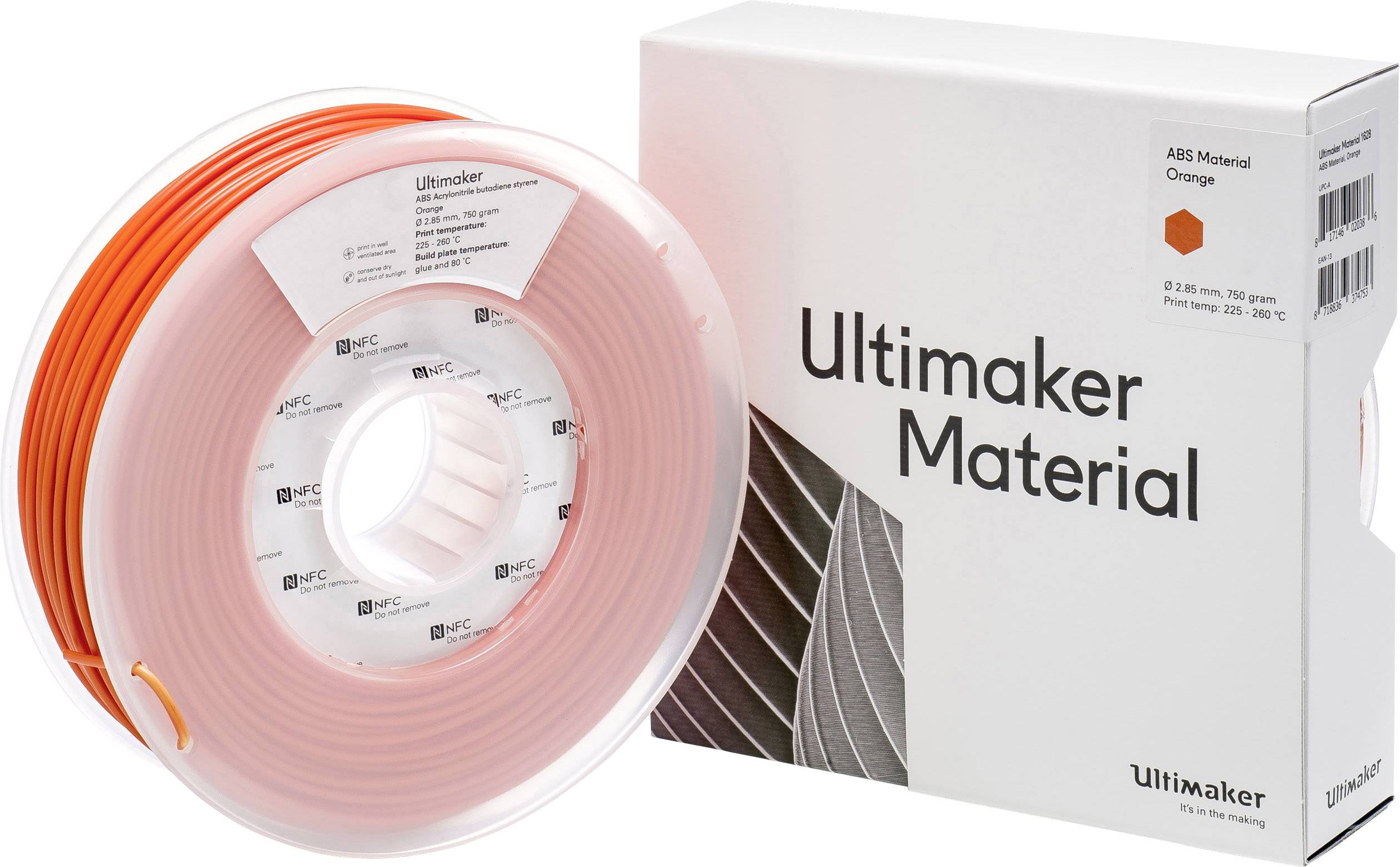 UltiMaker ABS - M2560 Orange 750 - 206127 Filament ABS plastic 2.85 mm 750 g Orange 1 pc(s)-0