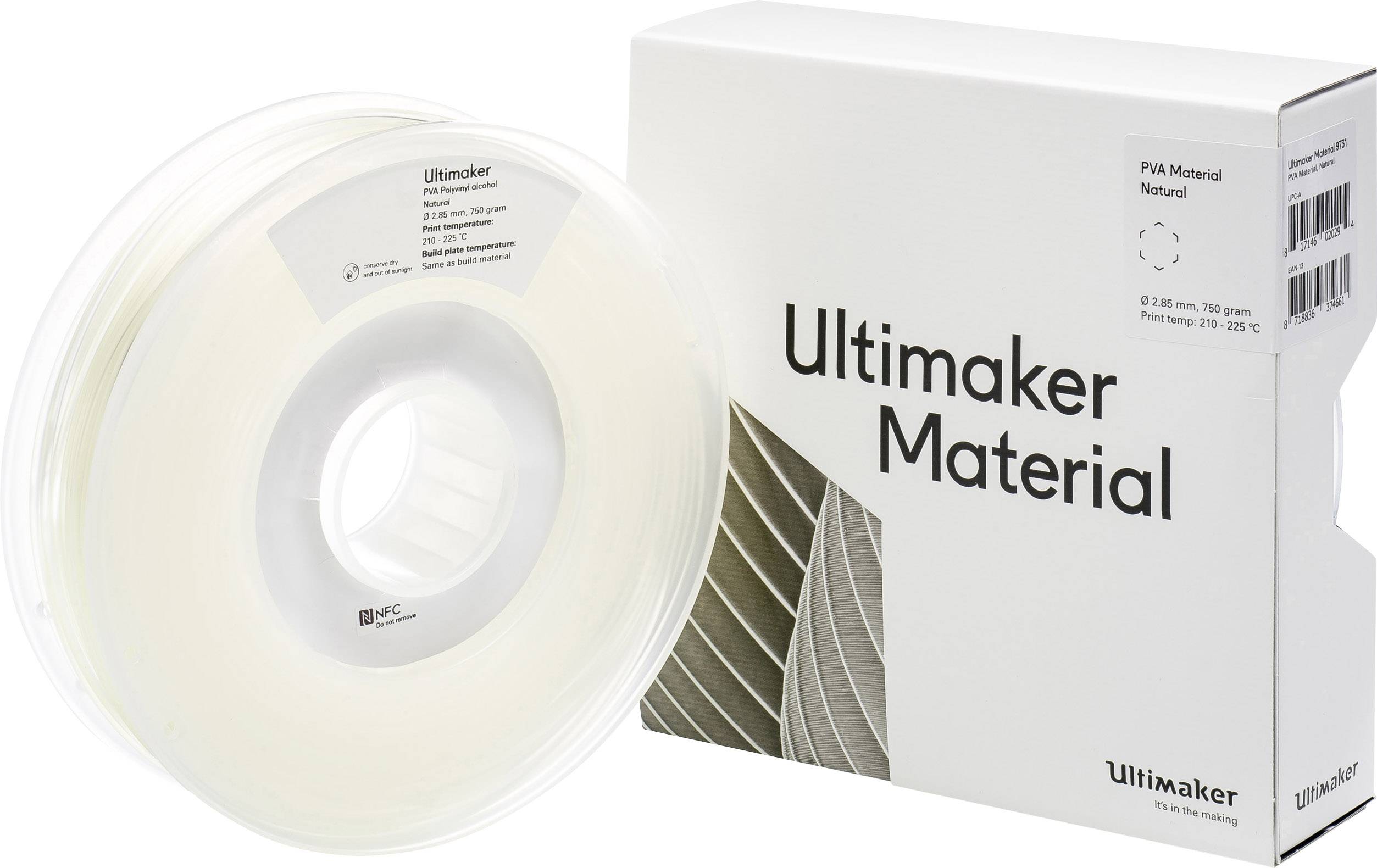UltiMaker PVA - M0952 Natural 750 - 206127 Filament PVA 2.85 mm 750 g Transparent 1 pc(s)