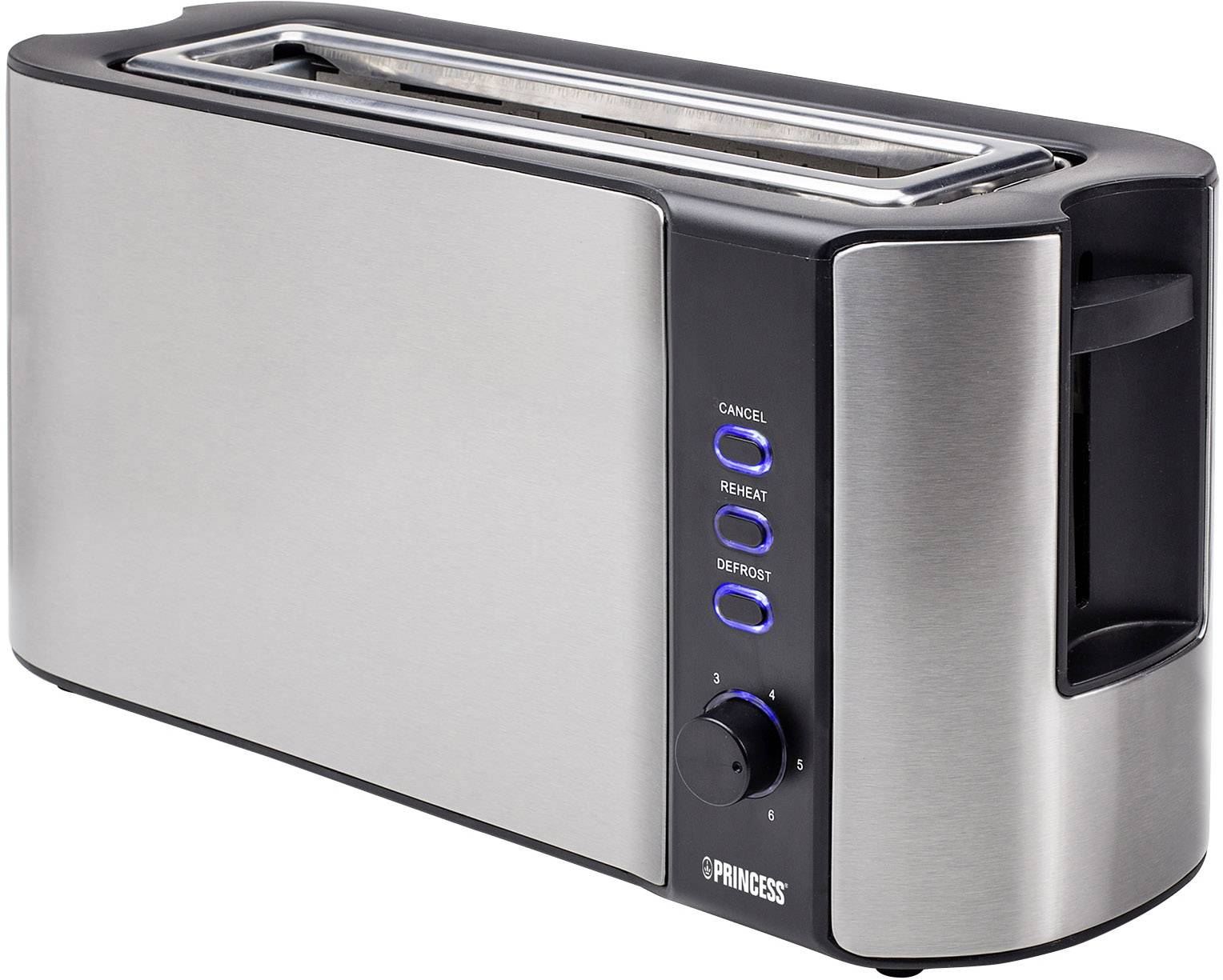 Princess neu Long slot toaster with built-in home baking attachment Stainless steel, Black