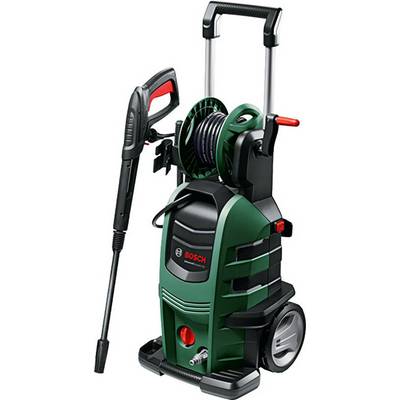'Pressure washer with wheels, handle and hose attachment. Brand name on the front, suitable for cleaning tasks.'