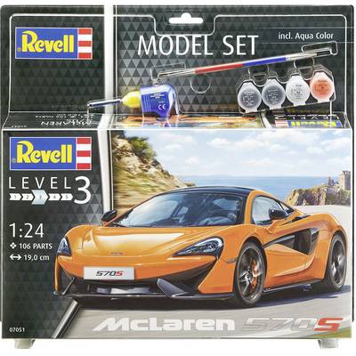 Revell 1:24 McLaren 570S Model Car Kit, including paints and brushes, Level 3 for experienced model makers.
