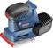 A blue Bosch orbital sander GSS 18V-10 with microfilter system. Compact and battery-powered, ideal for precision work.