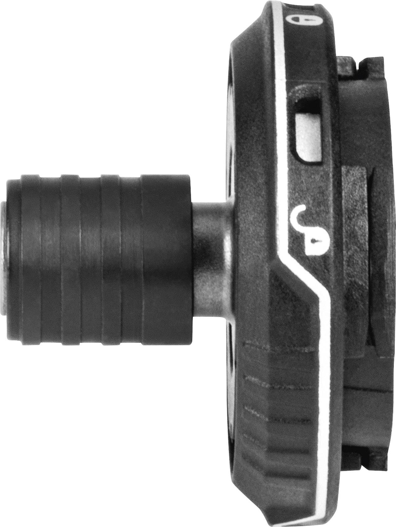 Black and grey toothed gear with a ribbed shaft, shown from the side. Potentially part of an industrial machine or device.