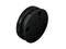 A black, round device with multiple openings and connections, likely a technical or electronic component.