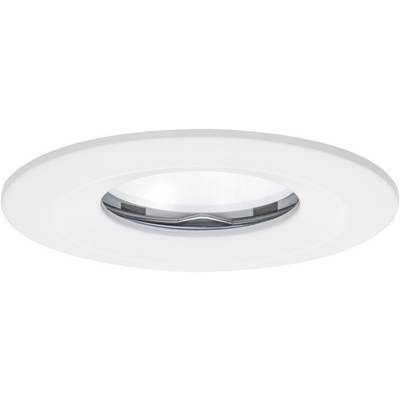 Round LED recessed ceiling light with a simple, modern design; white border and central glass lens. Suitable for interior spaces.