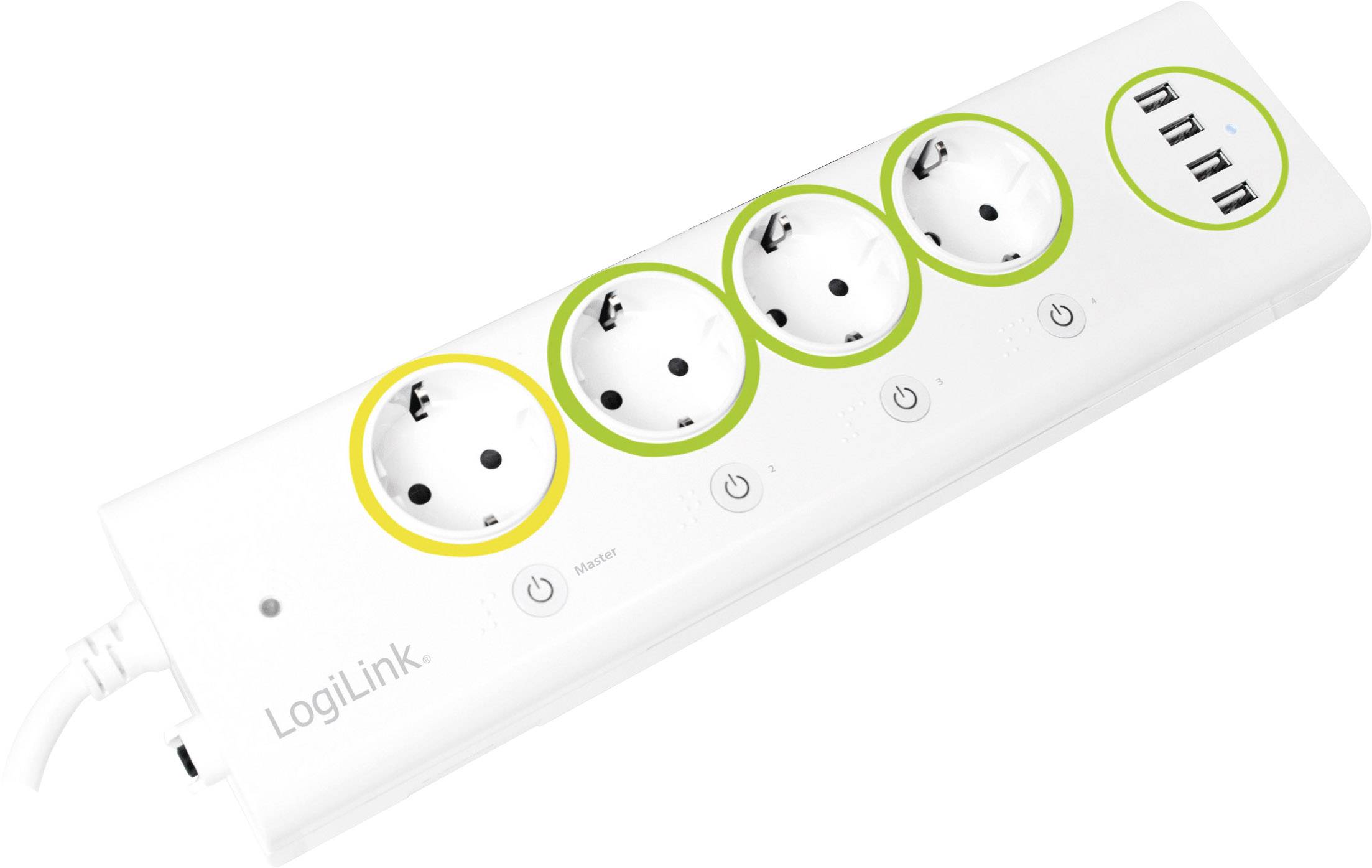 LogiLink PA0130 Wi-Fi power strip White, Green, Yellow PG connector 1 pc(s)-2