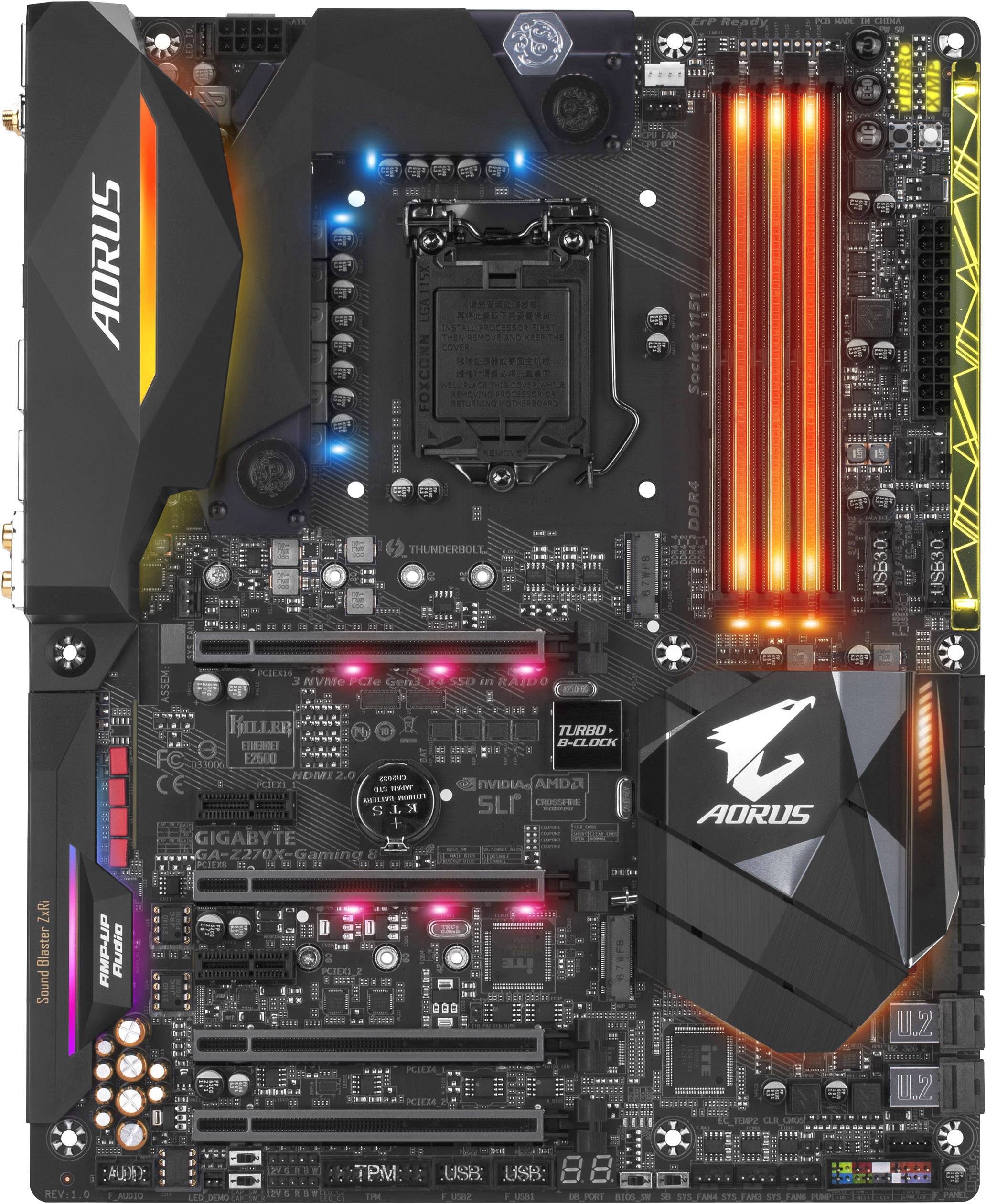 Gigabyte GA-Z270X-Gaming 8 Motherboard PC base Intel® 1151 Form factor (details) ATX Motherboard chipset Intel® Z270-1