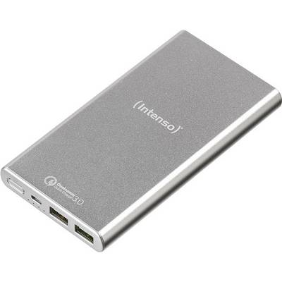 Grey Powerbank by 'Intenso' with two USB ports and an additional port, suitable for fast charging.