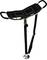 A foldable walking stick with an integrated seat and two handles, in black with silver details. Ideal for mobile support.