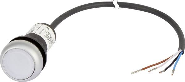 A circular sensor with cable and exposed wires, used in electrical circuits for detection or control.