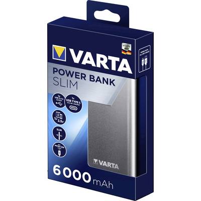Varta Portable Slim Power bank 6000 mAh LiPo Micro USB Silver Status display-7