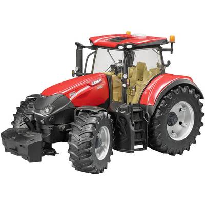 Red toy tractor with large tyres on a light background, showing the 'Case IH Optum 300' model.