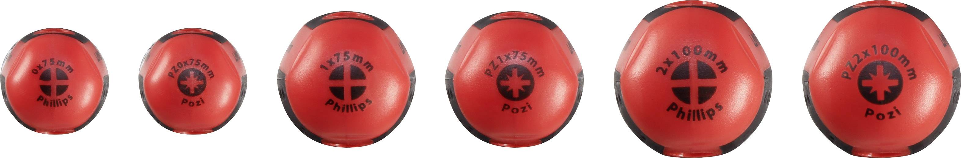 Six red medicine balls with black stripes and varying weights are lined up in a row, from small to large.