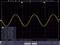 'Oscilloscope shows yellow sine wave over time, markers T1 and T2 set. Delta x: 120.0ns, Delta y: -5.96V. Frequency: 8.333MHz.'
