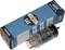 An electron tube next to its original blue packaging with the 'S4A' inscription and other technical details on the box.