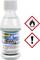 Bottle of solvent 'Carson Paint Killer', alongside hazard symbols for flammable and irritant substances.