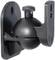 Black wall mount with adjustable ball joint for securing devices to walls. Suitable for speakers or cameras.