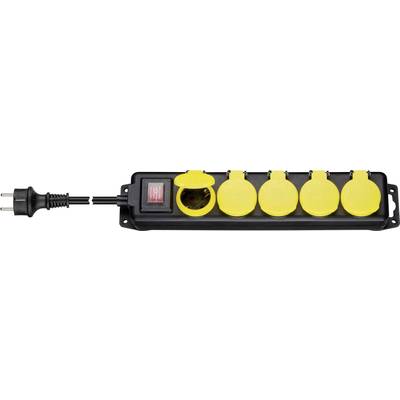 Goobay 45194 Power strip (+ switch) 5x Black, Yellow PG connector 1 pc(s)