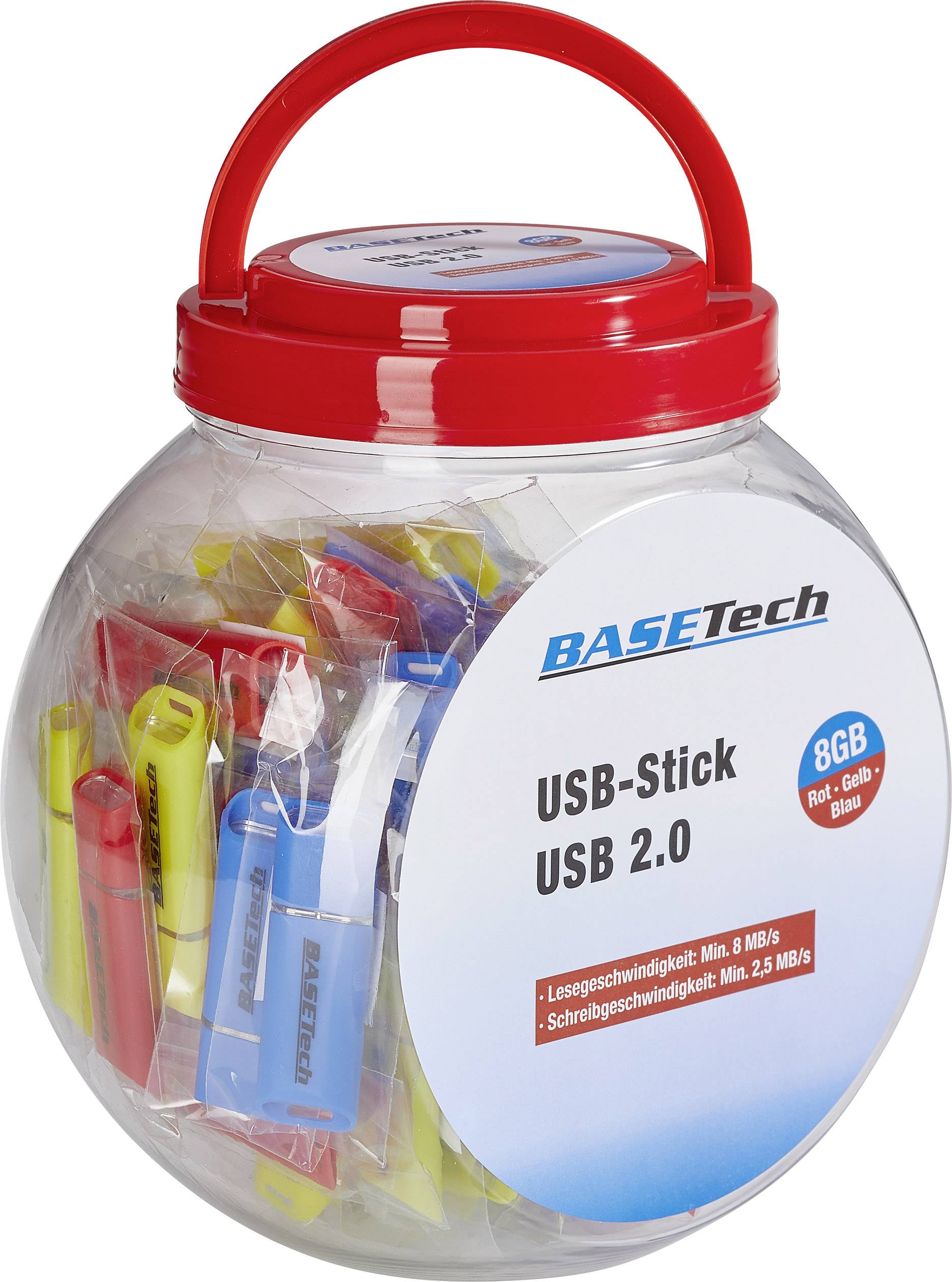 USB stick 8 GB Basetech USB-Glas-8GB Multi-coloured BT-1538080 USB A (USB 2.0) 80 pc(s)-1