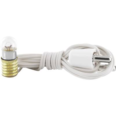 'Fridge lamp and plug adapter, in white. The lamp is connected to a cable that is neatly coiled.'