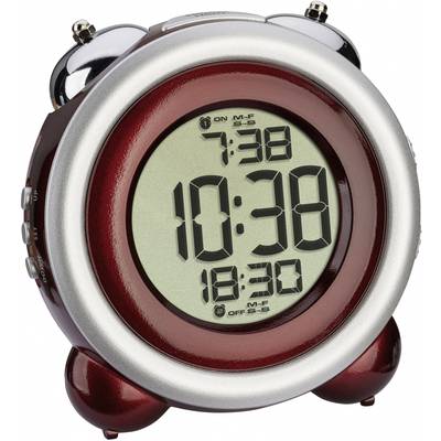Image of TFA Dostmann 60.2016.05 Quartz Alarm clock Silver, Dark red Alarm times 2