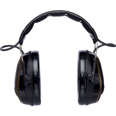 Black ear defenders with padded headband and adjustable ear cups for noise reduction.