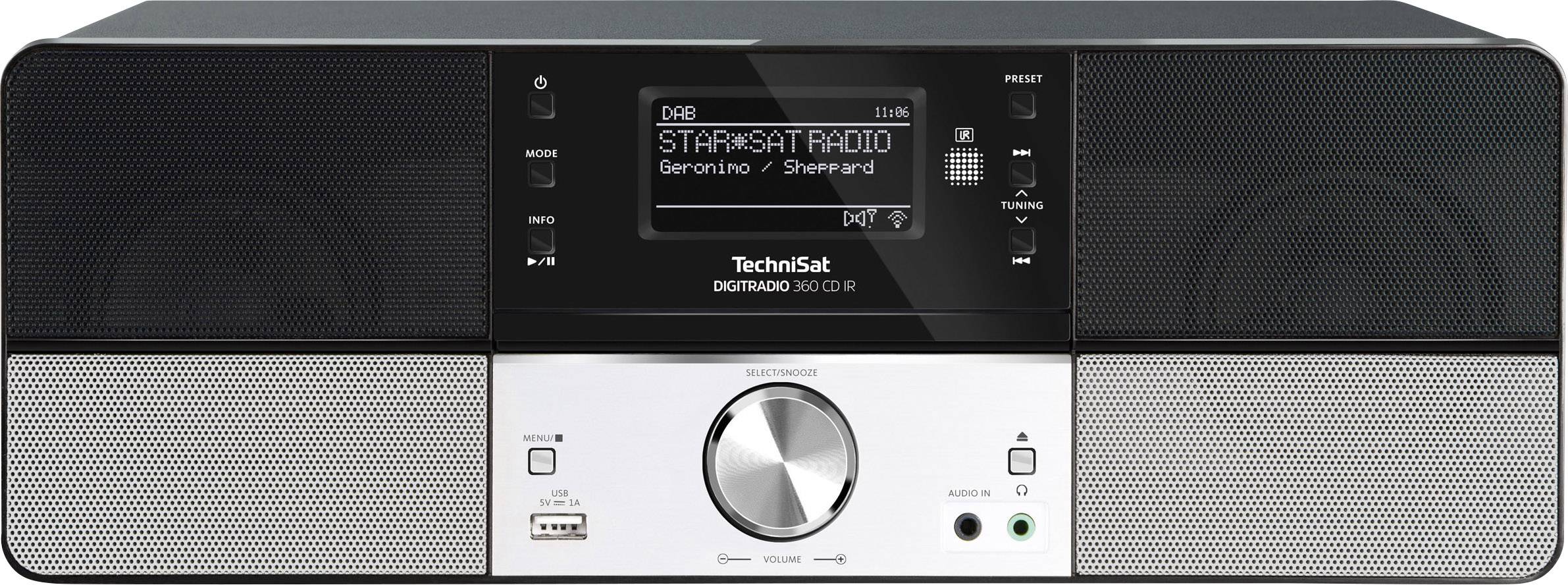 TechniSat DIGITRADIO 360 CD IR Internet desk radio DAB+, FM CD, Wi-Fi, USB, LAN, Internet radio Spotify, Multi-room Black