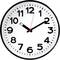 An analogue clock shows 10:10. It has a white dial with black numbers and hands, and a red second hand.