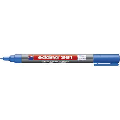 Blue whiteboard marker with the inscription 'edding 361' and a red cap.