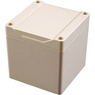 A beige plastic enclosure with a removable lid and rounded corners. Suitable for storing or protecting electronic components.