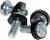 Four metallic screws with black plastic washers shown, lying in a random pattern.