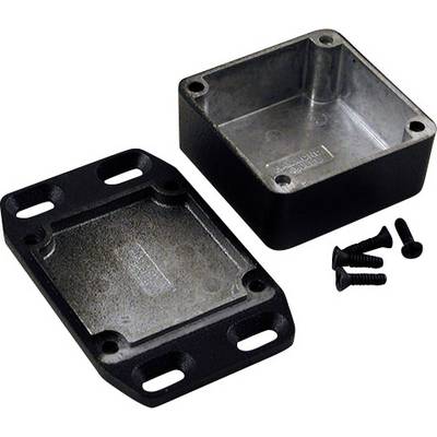 A rectangular, black enclosure with a removable cover and included screws. Perfectly suitable for electronic projects.