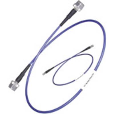 Coaxial cables with blue outer casings and metal connectors at both ends. Used for high-frequency or broadband transmissions.